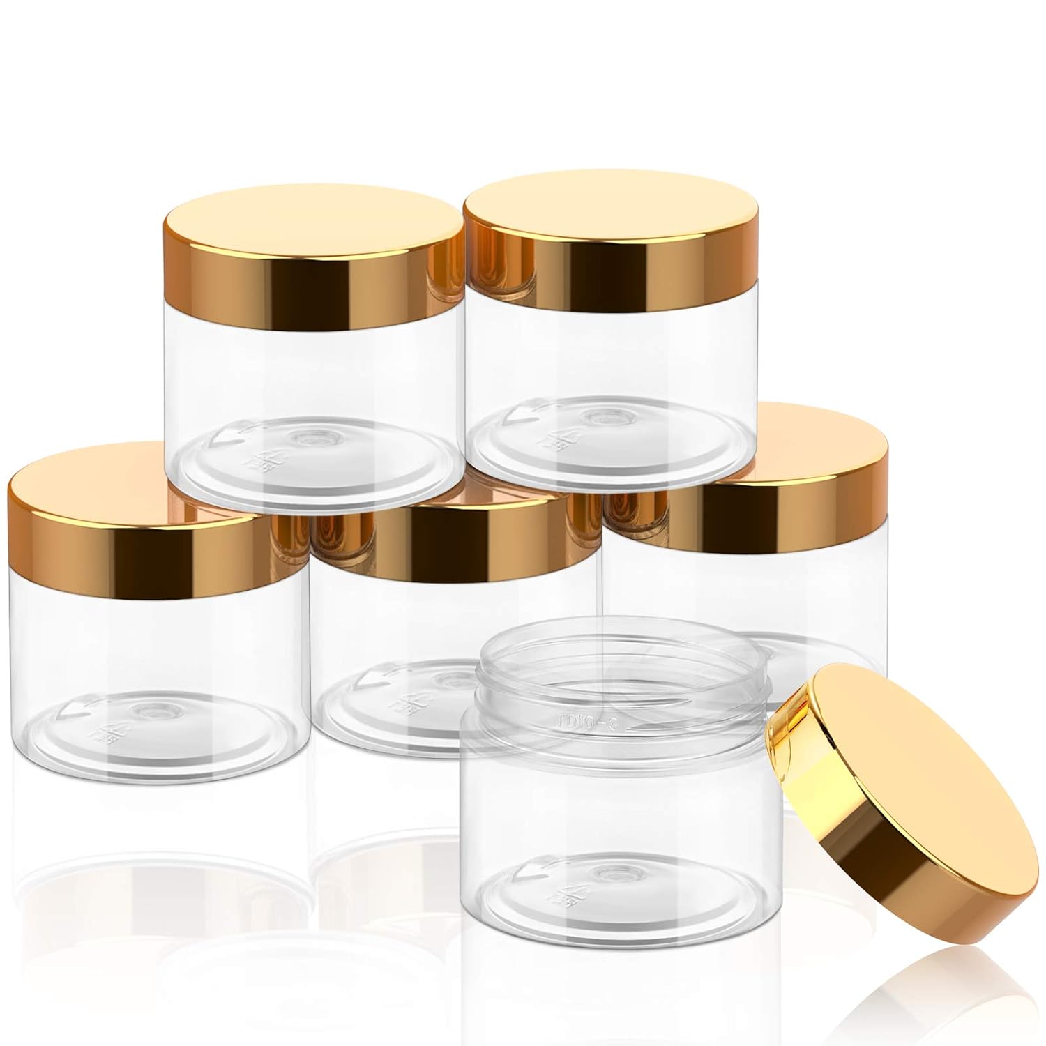 6 Pack 1 oz Plastic Pot Jars Round Clear Leak Proof Plastic Cosmetic Container Jars with White Lids for Travel Storage Make Up, Eye Shadow, Nails, Powder, Paint, Jewelry(1 oz) : Beauty