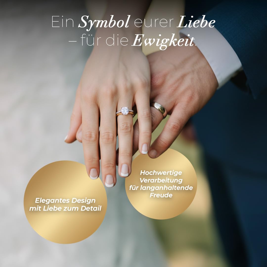 Eheringe Partnerringe Verlobungsringe Edelstahl mit Zirkonia + Gravur Antragsringe Trauringe Eheringe | SH222, Edelstahl, Cubic Zirkonia