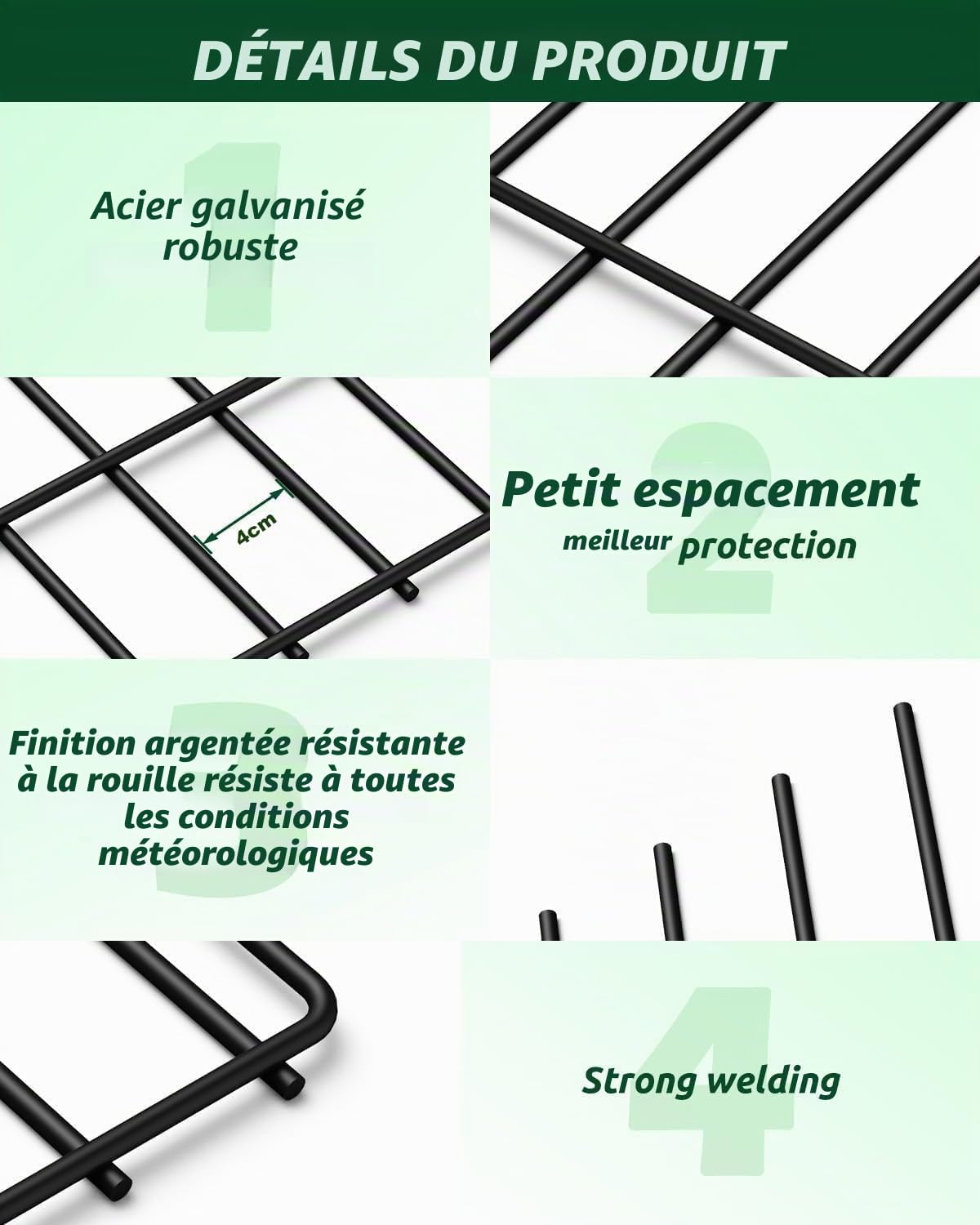 25 pièces Clôture de jardin décorative en métal, 8,2 m(L) x 43 cm(H), Barriere jardin exterieur pour animaux, Cloture chien pour parterre de fleurs, cour