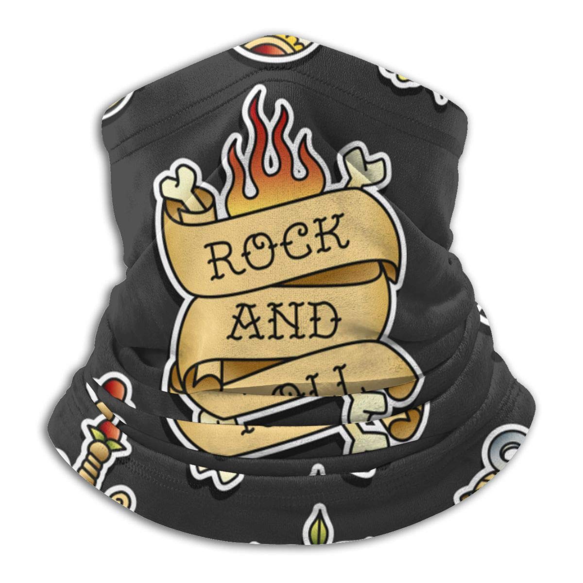 Old School Tattoo Stickers Collection Isolatedrockabilly Neck Bandana Shield for Half Face Rave Men Women