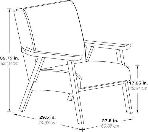 Miniatura 3 de OSP Home Furnishings Weldon Mid-Century - Sillón moderno, tela de lino con marco acabado negro