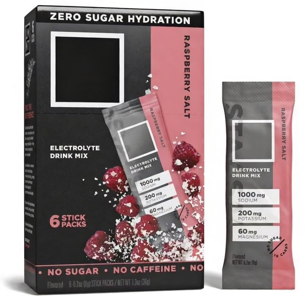 Fits LMNT Zero Sugar Electrolyte Drink Mix Hydration Powder Packets - Raspberry Salt Flavor, No Artificial Ingredients, Gluten Free - 6 Stick Packs