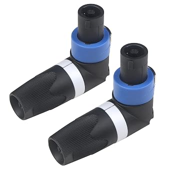 wecan 2 Pack Right Angle Speakon Connector 2-Pin Nl2fx PA Speaker Plug Speakon Cable Socket Speaker Cable Head Nl4FC Speaker Plug Screwable Twist Lock Speakon Socket