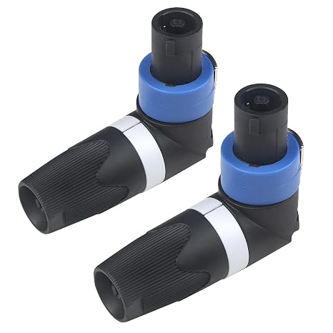 wecan 2 Pack Right Angle Speakon Connector 2-Pin Nl2fx PA Speaker Plug Speakon Cable Socket Speaker Cable Head Nl4FC Speaker Plug Screwable Twist Lock Speakon Socket