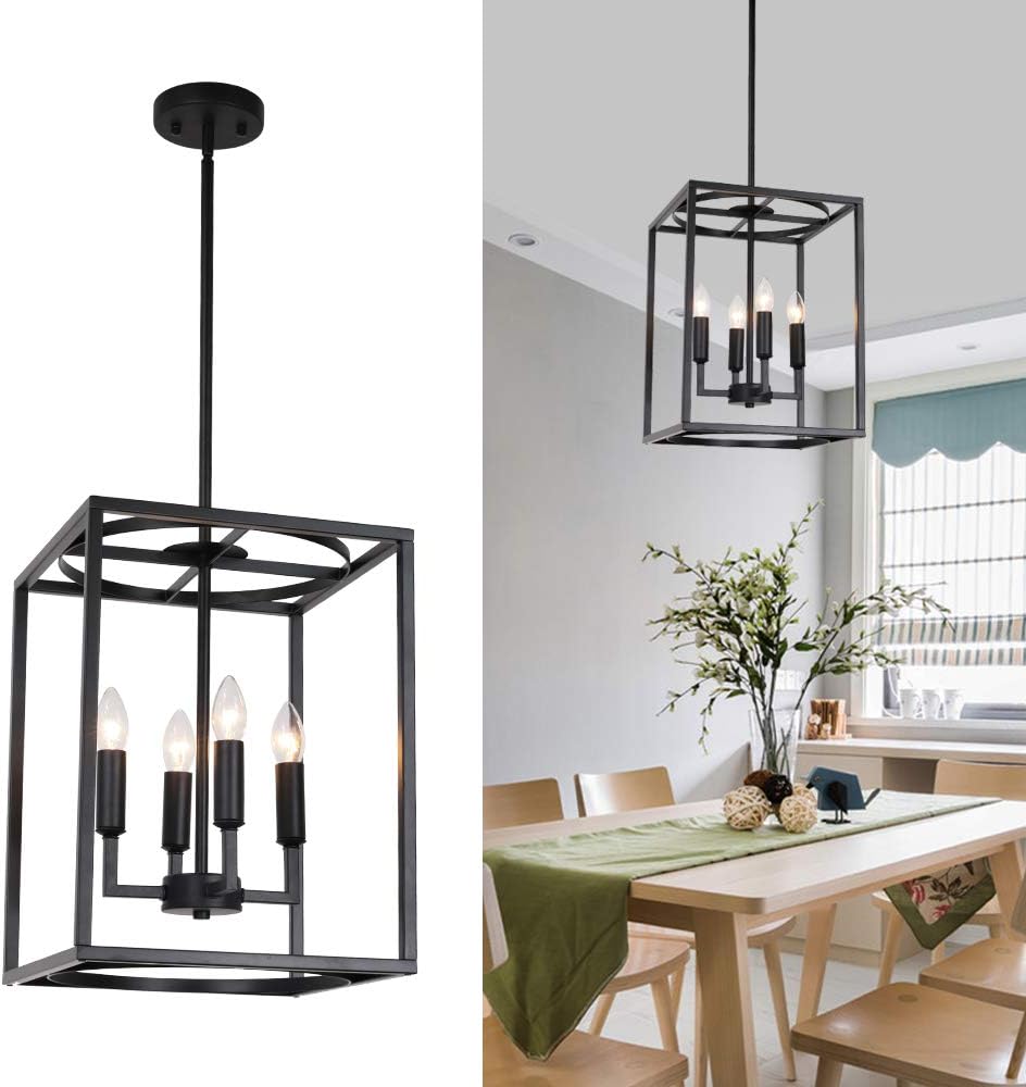 Get Special Price BONLICHT Vintage Industrial Metal Foyer Cage Chandelier 4 Light Black Candle Style Ceiling Hanging Light Fixture Rustic Lantern Pendant Lighting for Kitchen Hallway Bar Dining Room Restaurant Lowest Price BONLICHT Vintage Industrial Metal Foyer Cage Chandelier 4 Light Black Candle Style Ceiling Hanging Light Fixture Rustic Lantern Pendant Lighting for Kitchen Hallway Bar Dining Room Restaurant