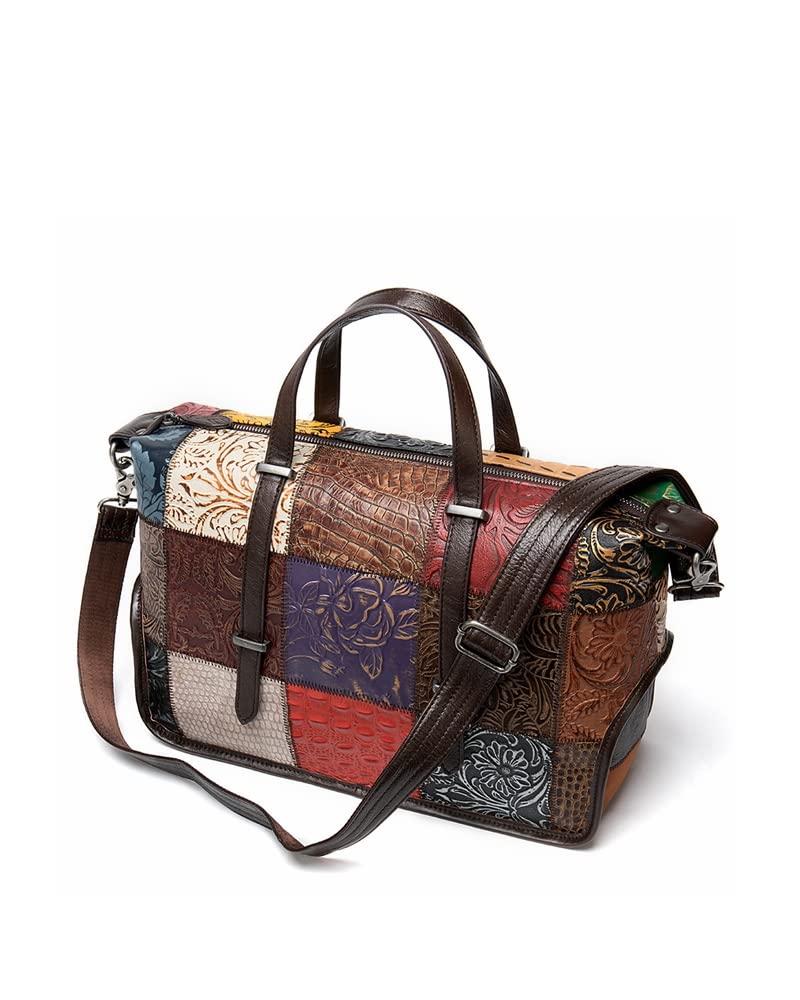 Genuine Leather Hobo Handbag for Women, Ladies Contrast Color Patchwork Tote Bag Crossbody Casual Shoulder Bag, Handbag-03