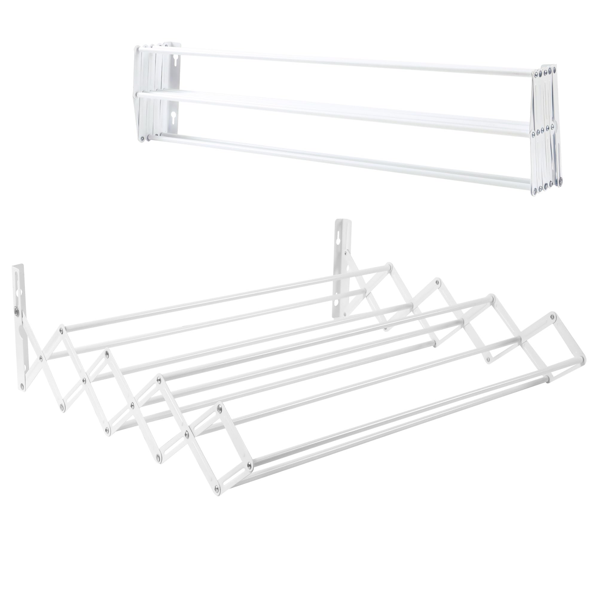 various Tendedero Plegable de Secado de Ropa para Colgar en la Pared,Tendedero Extensible de Pared 100 cm de Intetiot o Exterior de Acero Blanco,Tendedro con 9 Barras Ahorra Espacio