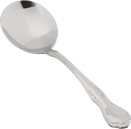 Winco Chantelle - Juego de cucharas de caldo de 12 piezas, acero inoxidable 18-8