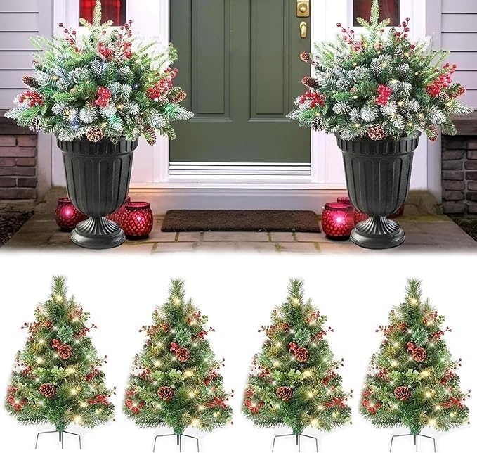Adornos Navideños For Macetas, Rellenos For De Exterior | Relleno For Urna Árbol con Trípode, Pinos - Más Información(C,4pc)