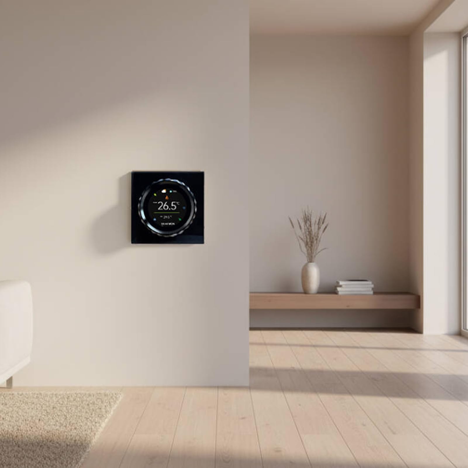Cryfokt Inteligentny Termostat WiFi, Programowalny Cyfrowy Regulator Temperatury, Ekran 1,6 Cala, Sterowanie Głosowe, Harmonogram 7-dniowy, Blokada Dziecięca, do Elektrycznego Ogr (BLACK)
