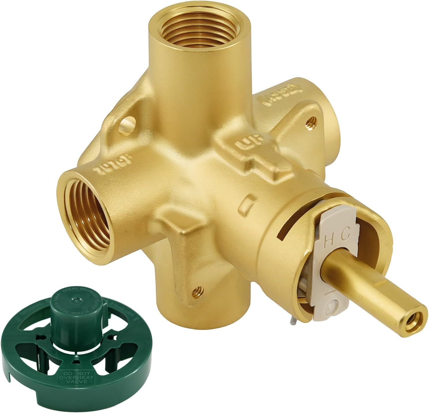 2510 Shower Valve Compatible with Mo-en PosiTemp Pressure Balancing Brass Tub Shower Valve with 1/2 Inch IPS Connections 4-Port Design with 1222 Cartridge