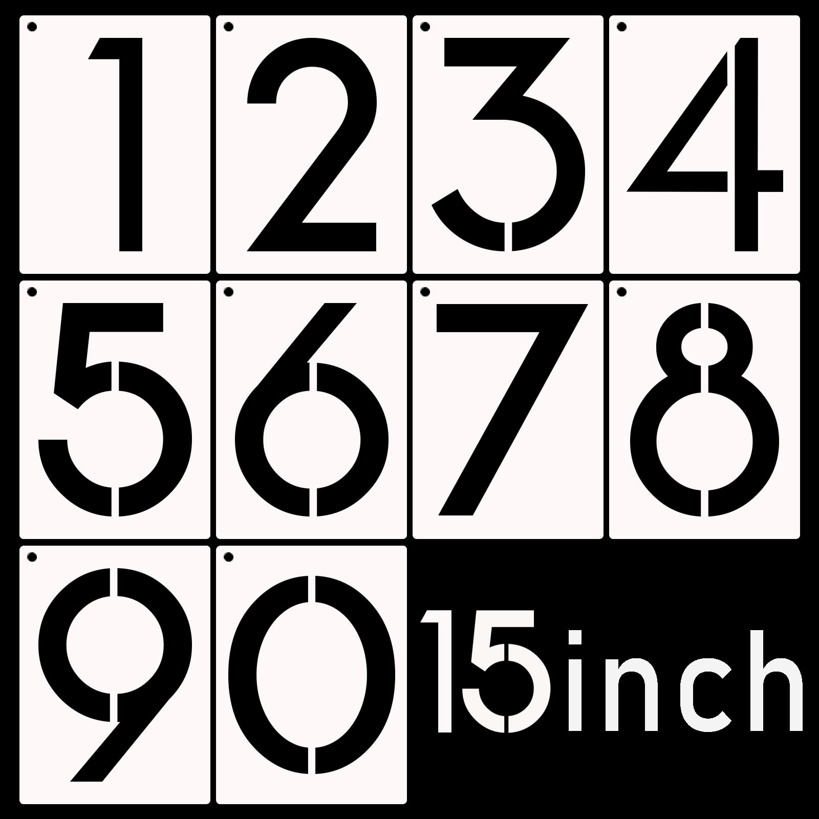 Photo 1 of DXCYZ 15 Inch Large Number Stencils Kit 0-9 Address Number Stencil, 10PCS Reusable Plastic Painting Number Templates for Mailbox Signs, Door, Cars, Trucks, Home, Window (15 Inch)