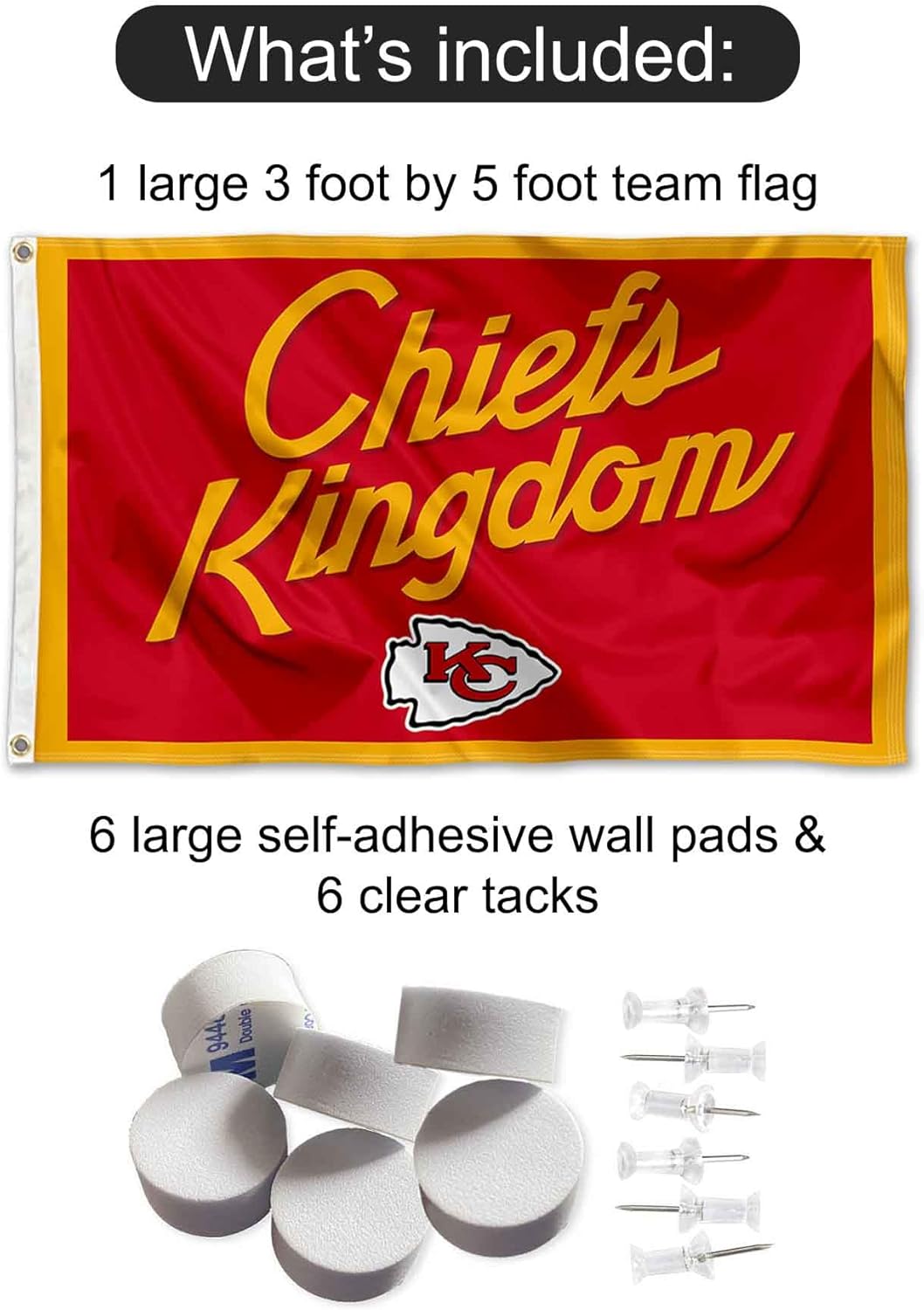 Kansas City Chiefs Chiefs Kingdom Banner and Tapestry Wall Tack Pads - Image 2