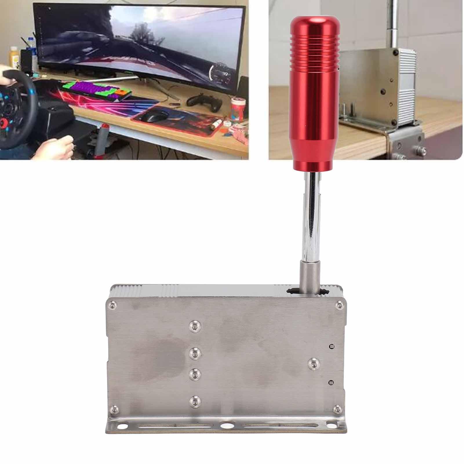 Sekwencyjna Dźwignia Zmiany Biegów USB, Wtyczka USB i Funkcja M8 Gwint PC Sim Racing Shifter, Dźwignia Zmiany Biegów do Komputera PC z Kablem o Długości 150 Cm do T300 T500 TMX (czerwony)