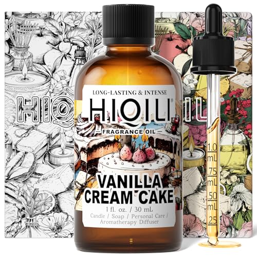 Image of HIQILI Vanilla Cream Cake Fragrance Oil for Soap Making, Add to Dryer Balls | Perfect for Aromatic Air Freshener Spray & Home Diffusers Use, Premium Grade - 1 Fl Oz
