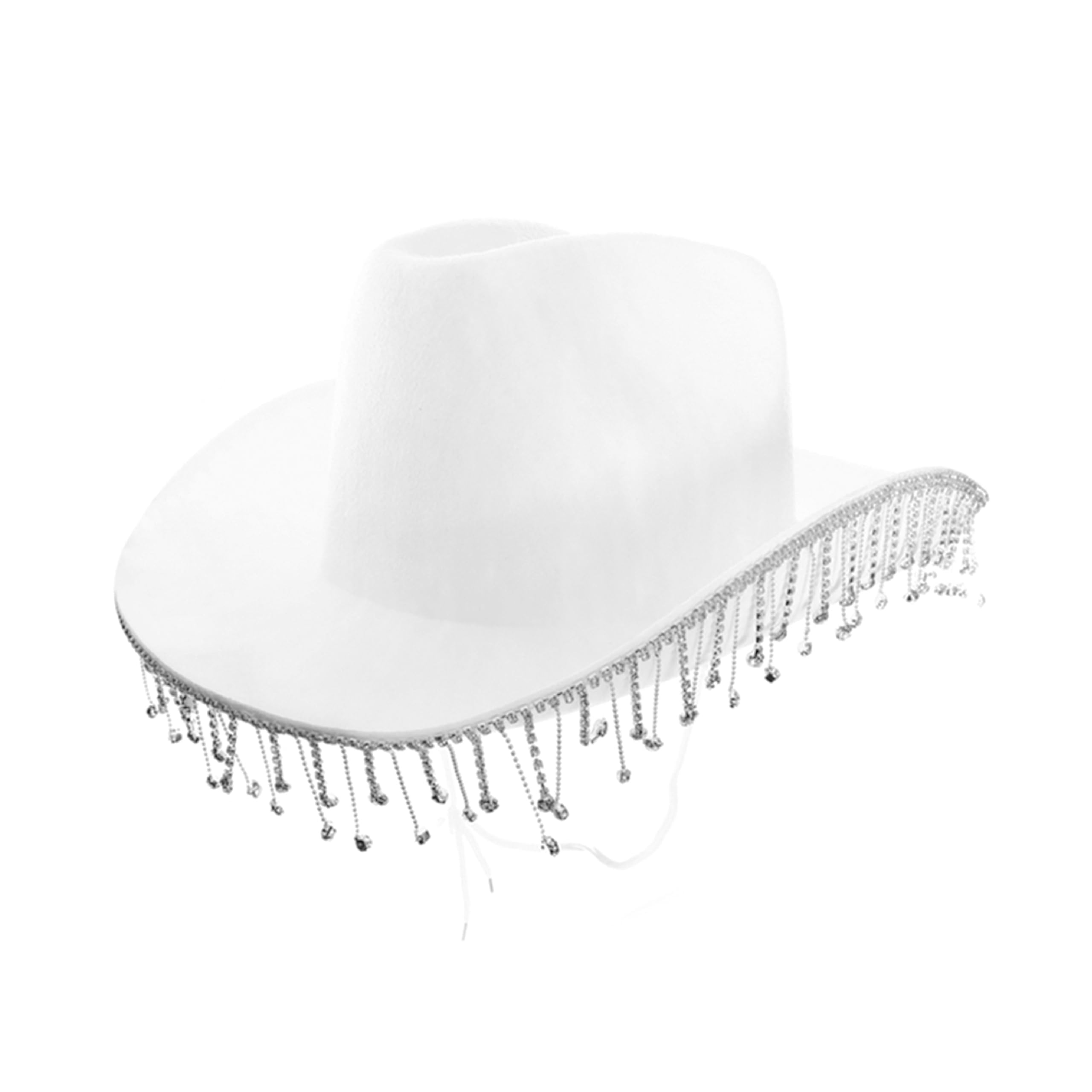 White Cowgirl Hat with Sparkling Diamantés – Stylish Western Fancy Dress Accessory for Hen Parties, Festivals, Rodeos, Themed Events, Nights Out and Photoshoots