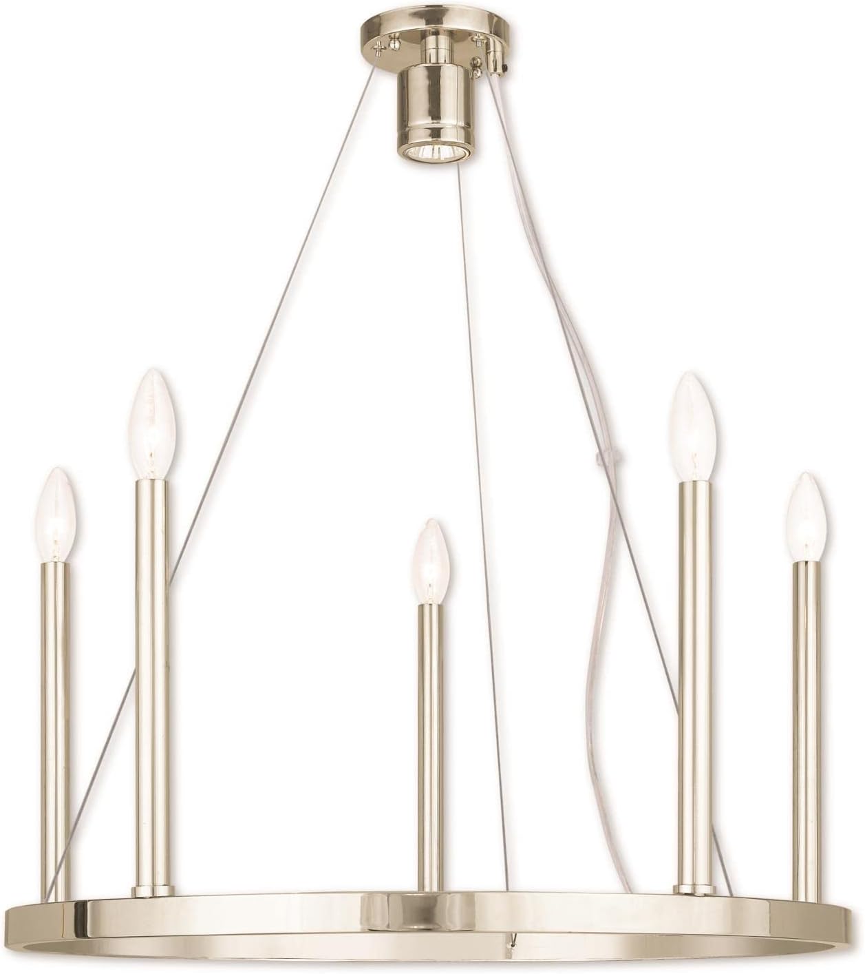 Livex Lighting 40245-35 Contemporary Modern Five Light Chandelier from Alpine Collection in Polished Nickel Finish, 0.1 x 0.1 x 52