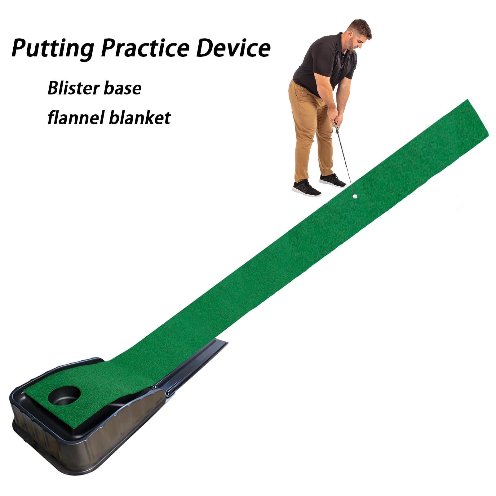 Golf Green – Tappetino portatile con ritorno automatico della palla, per interni con ritorno della palla, verde, mini golf pratica allenamento aiuto – casa, ufficio, ufficio