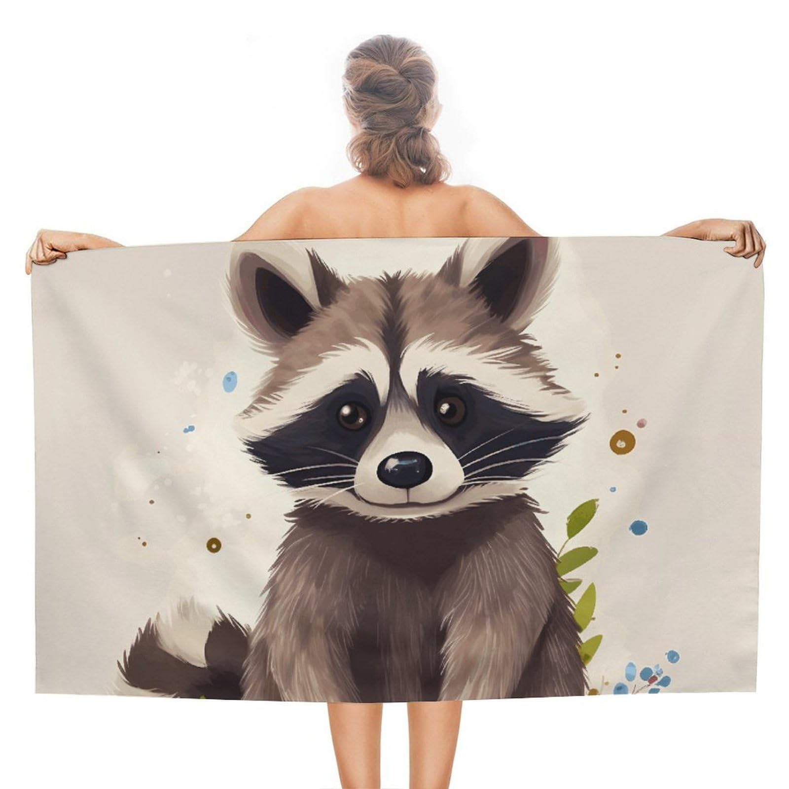 asbwuo Raccoon Beach Towels Extra Large Quick Dry Absorbent
