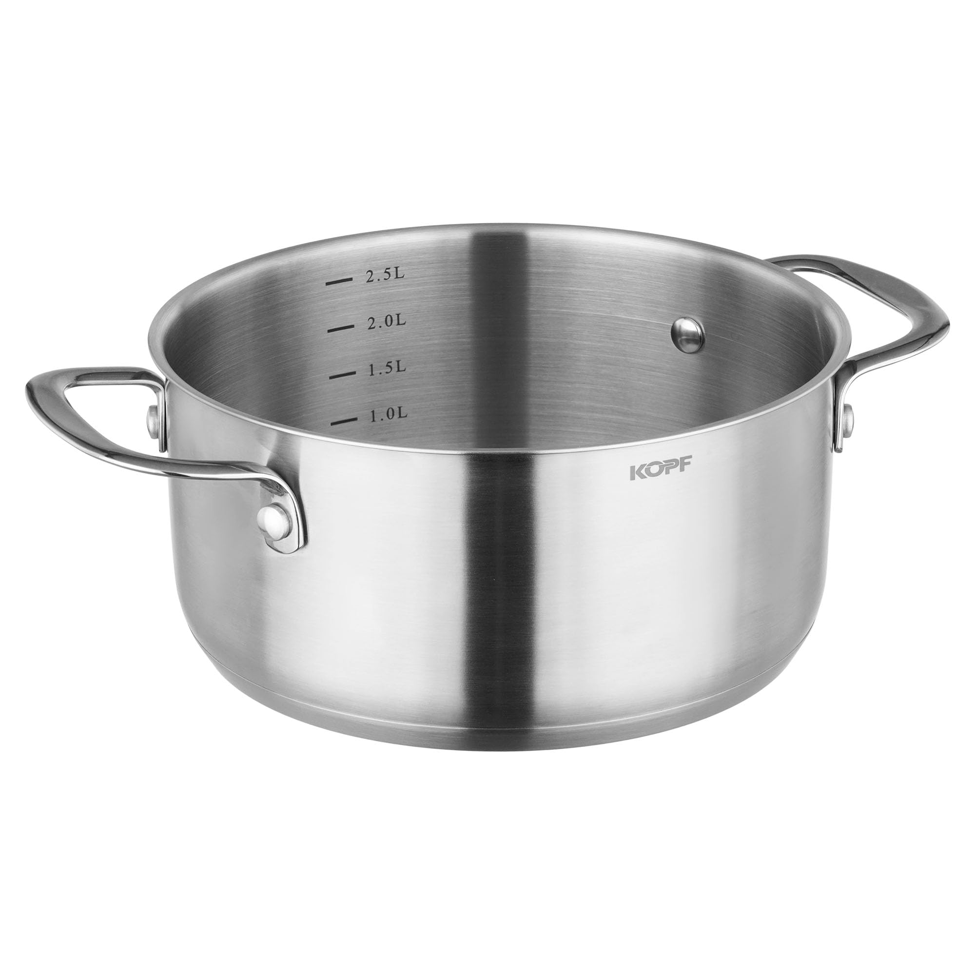 KOPF Topfset Induktion Clara 8-teiliges Kochtopf Set mit Edelstahl Töpfe | Backofen & Spülmaschinen geeignet | Topf Set für alle Herdarten | 4 Kochtöpfe, 1 Stielkasserolle, 3 Glasdeckel | Literskala