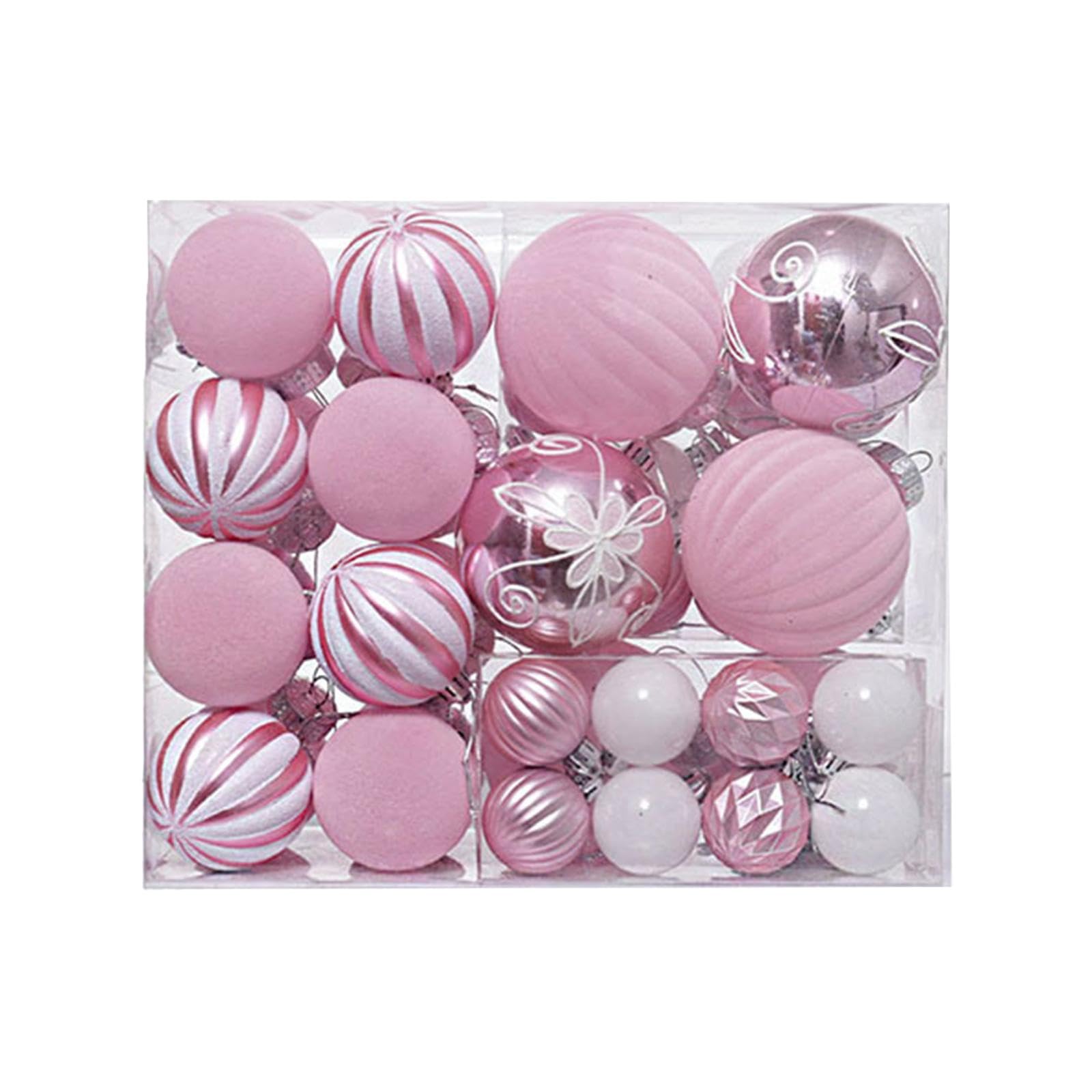 46 Piezas de Adornos Navideños para Decorar El Y para Proyectos de Bricolaje, Flocado Rosa, Individual
