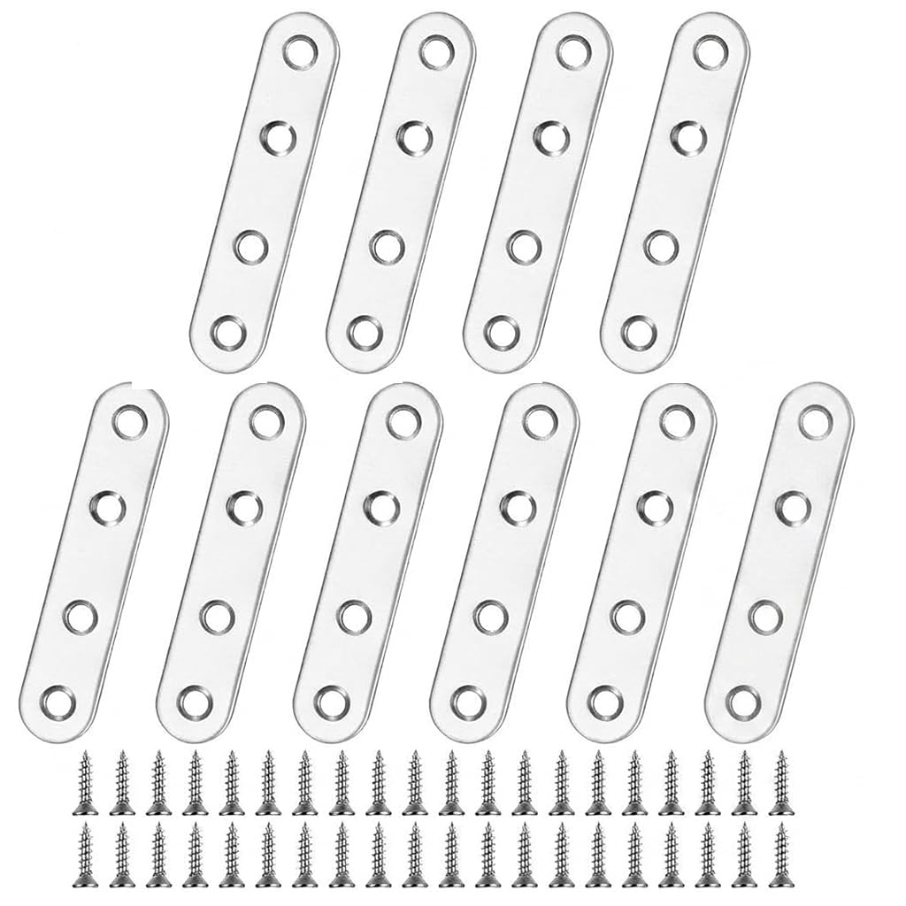 Serplex ® 10 Pack Mending Plates Stainless Steel Straight Brace Brackets | Easy to install to reinforce loose broken wood joints, widely applied to fix tables chairs cabinets-image-14