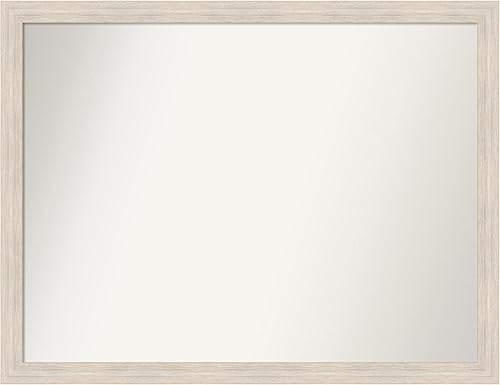 Amanti Art Espejo de baño blanco para sobre fregadero, 30 x 39 pulgadas, espejo de tocador rectangular estrecho de madera dura, marco de madera