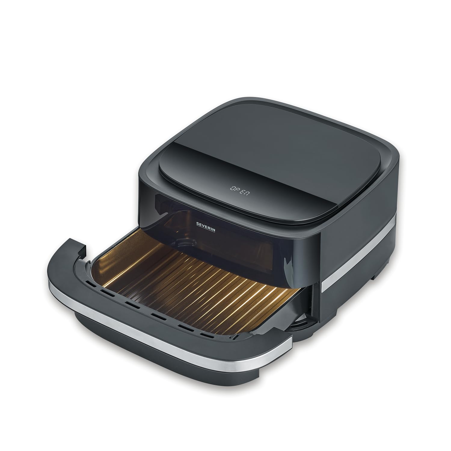 Severin Friggitrice ad aria calda Pizza & More, programmi per pizza, 10 programmi di cottura, distribuzione ottimale del calore, forma extra larga, con finestra di visualizzazione, 4 l, 2100 W, nero
