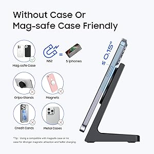 PUY for MagSafe Charger Stand,20W Fast Magnetic Wireless Charging Station with 25W PD AdapterStickable Desk Wireless Charger for iPhone 17/16/15/14/13/12 Pro/Pro Max Series