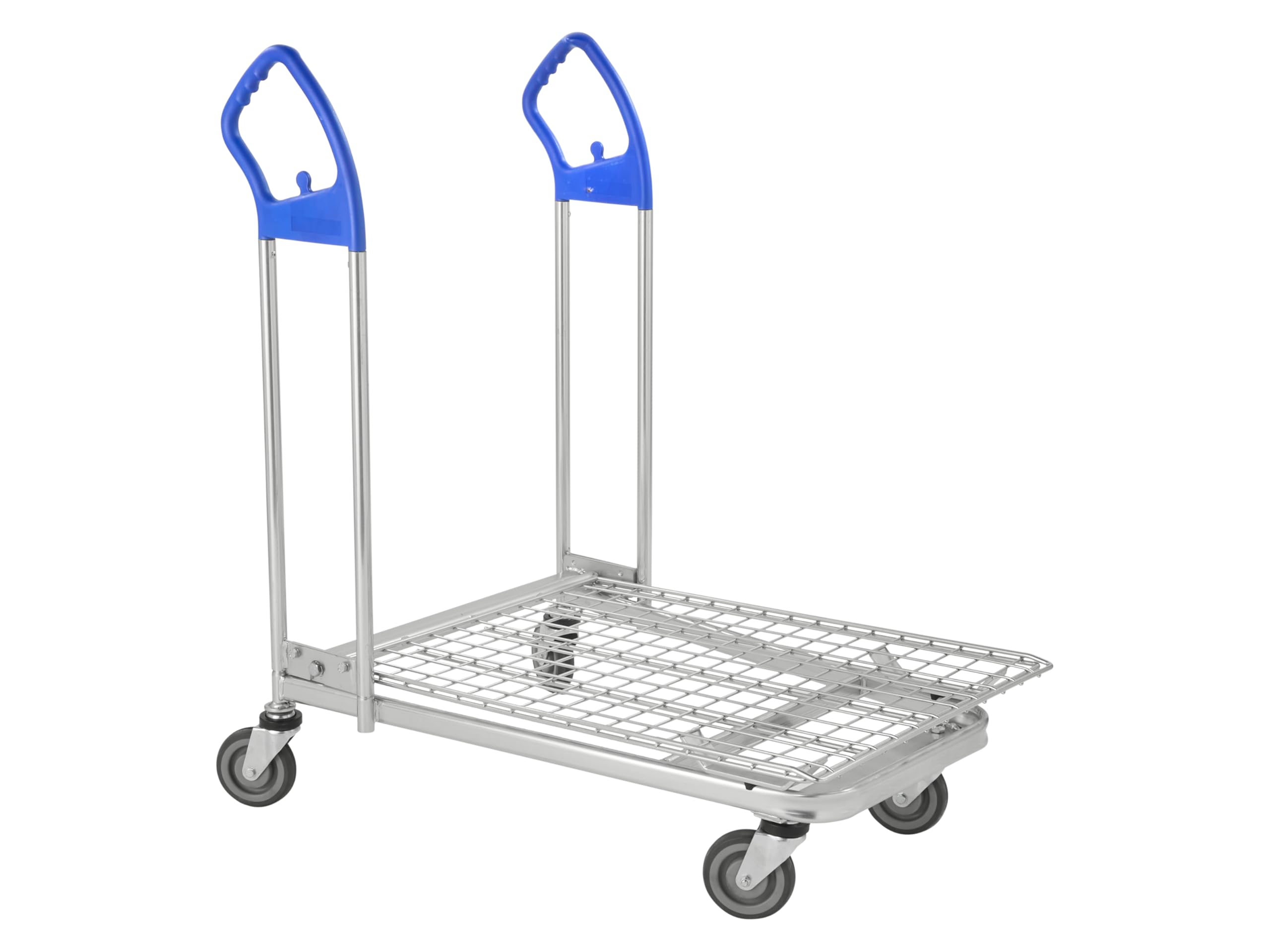 The Workplace Depot Mesh Retail Trolley – Zinc-Plated Steel Foldable Platform, 200 kg Capacity, Ergonomic Handles & Swivel Wheels – Ideal for Warehouses & DIY Stores