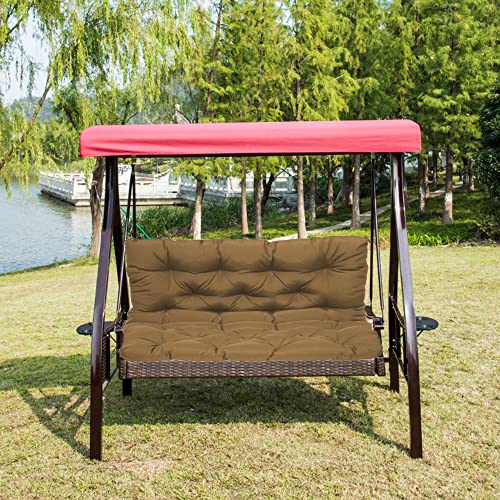 NENIUX - NENIUX Replacement Bench Cushions for Garden, Water Resistant Canopy Swing Seat Cushions Furniture Mats for Outdoor Hammock Patio Bench Pads with Backrest, Washable,59 * 40 * 4in,Khaki