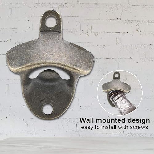 Miniatura 3 de Fdit Abridor de botellas de cerveza de aleación de zinc montado en la pared, removedor de tapa de vidrio de soda, herramienta abierta para el hogar,