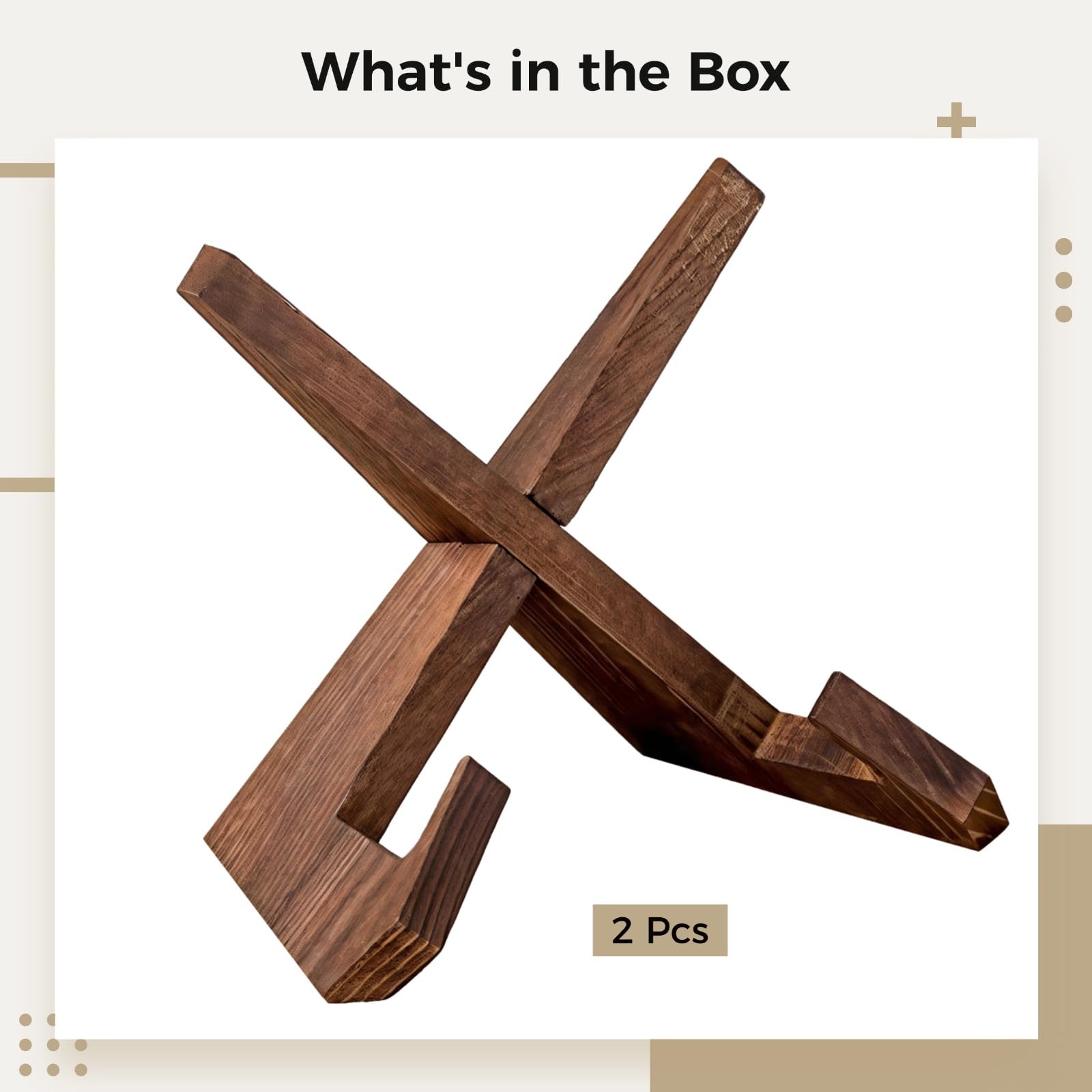 Lot de 2 supports de présentation en bois pour assiettes, porte-livre de cuisine en bois, support d’exposition, chevalet L à structure croisée pour salon et cuisine, pour recettes et menus