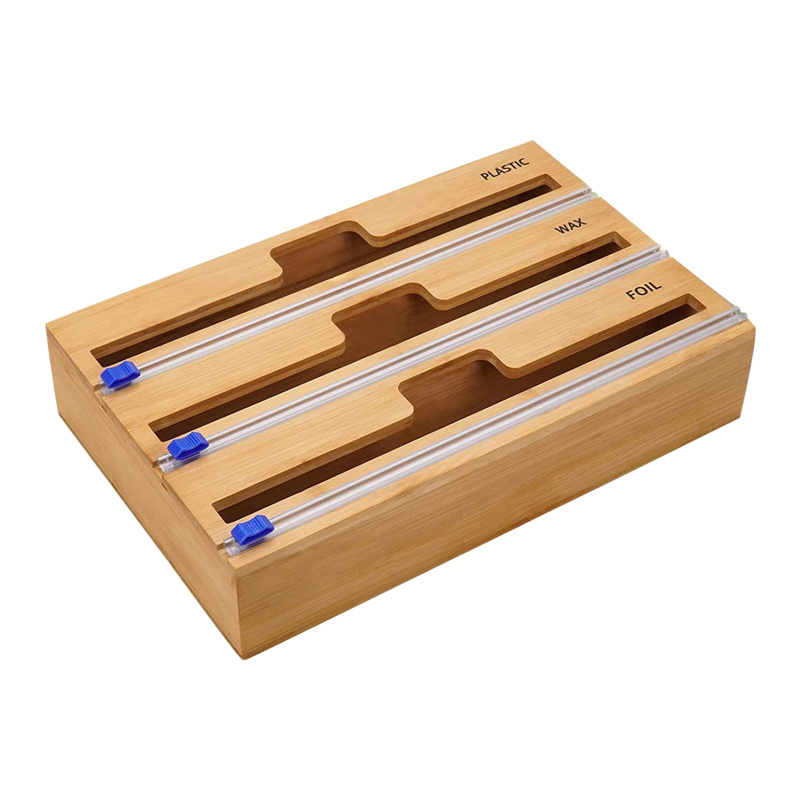 Dispenser per Pellicola Trasparente con Taglierino, Dispenser per Foglio di Alluminio E Carta Cerata,Dispenser per Pellicola Trasparente in Legno Robusto E Riutilizzabile