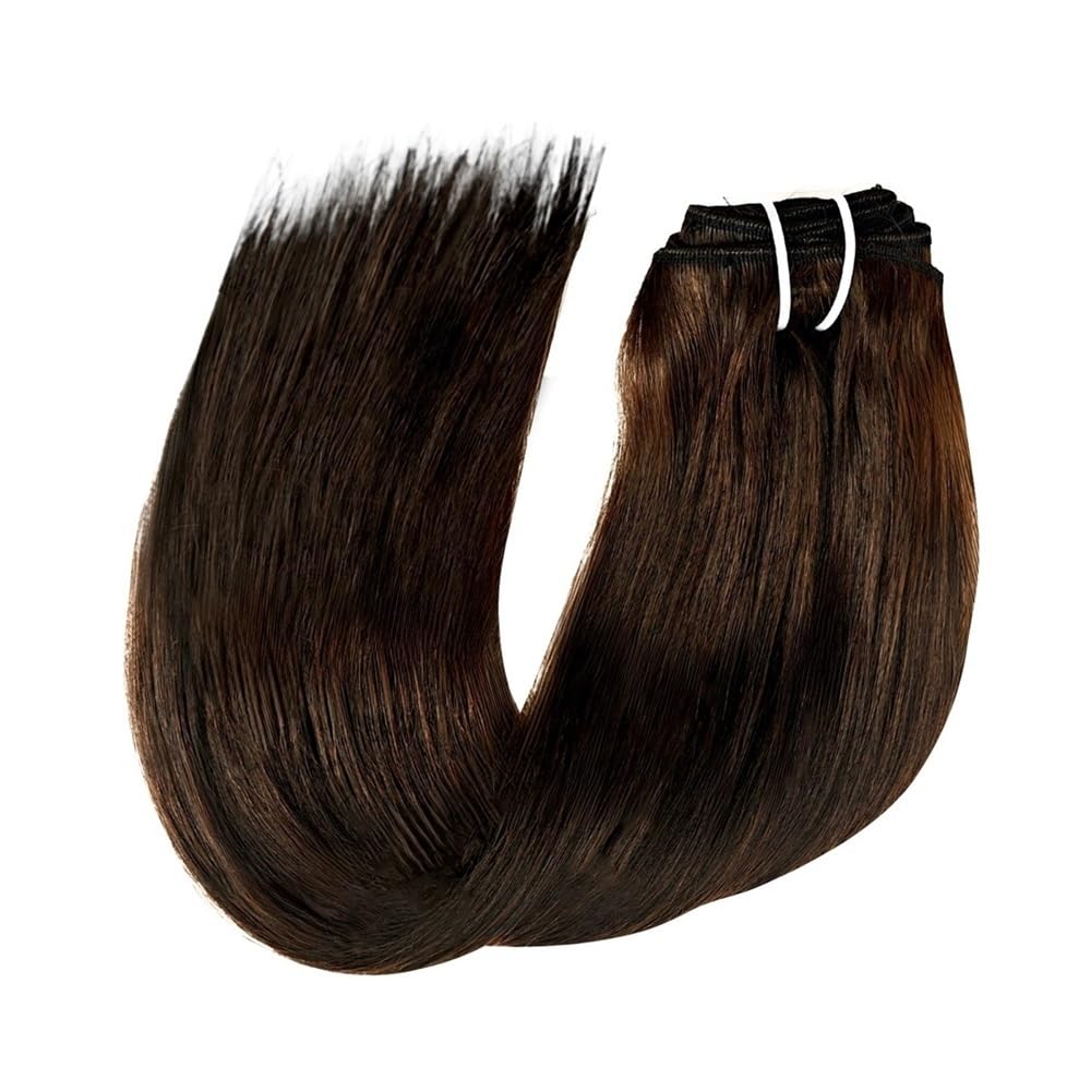 Extensiones de cabello de moda Extensiones de cabello humano Remy con clip for mujer, sedosas y lisas, 120 g Suaves(#2,18inches)