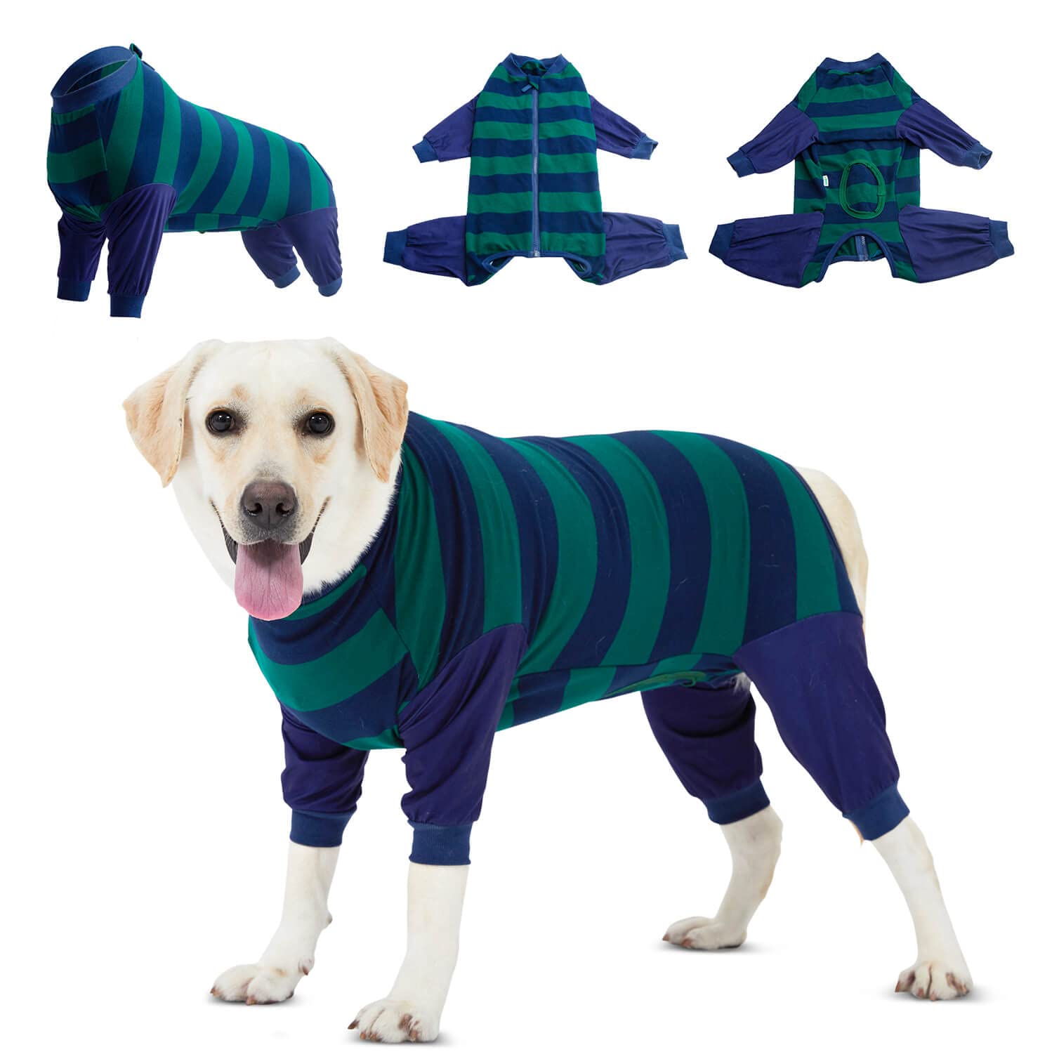 LovinPet Dog Recovery Shirt, Skin Irritation &amp; Shedding, Wide Stripe, M