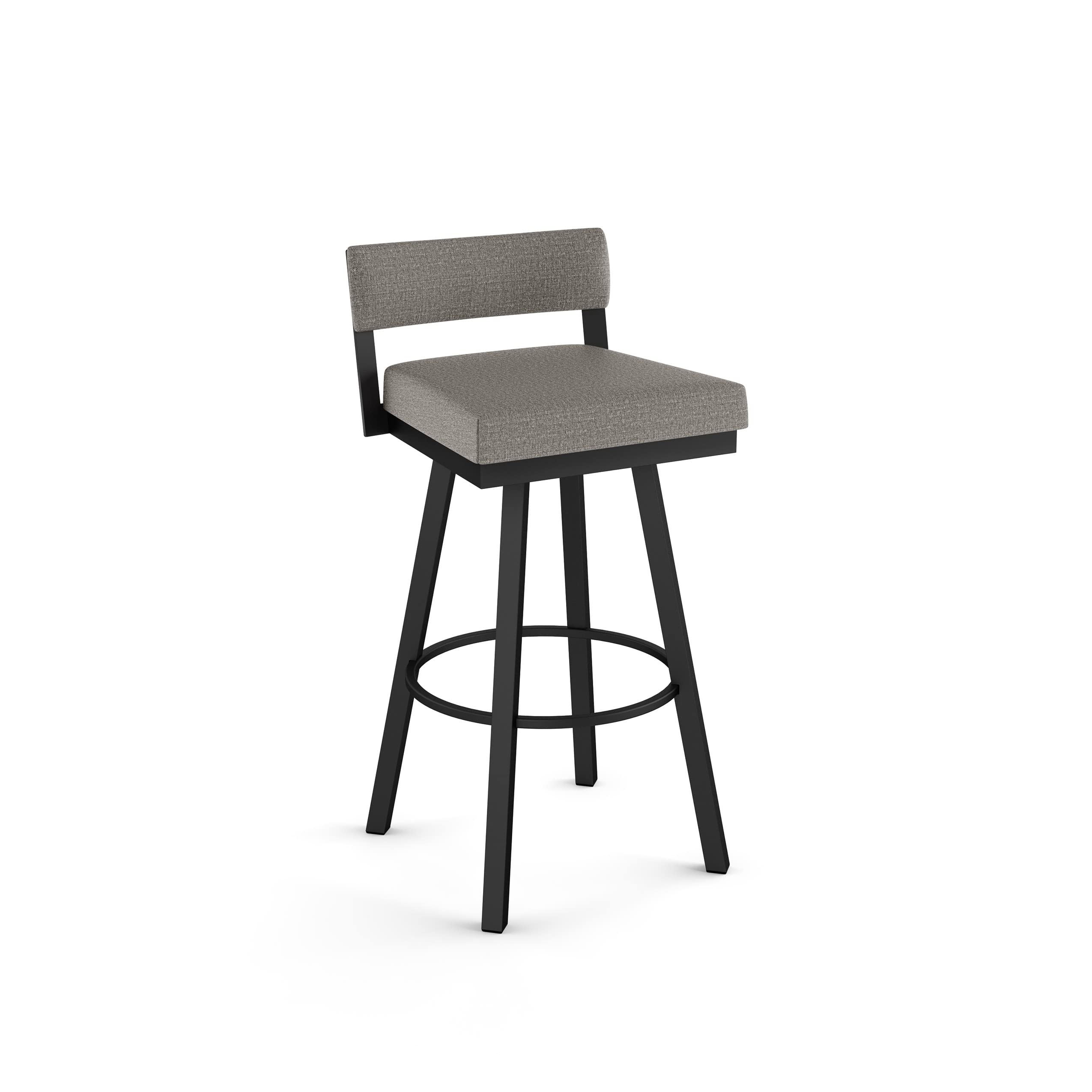 Amisco Travis 30.75 in. Swivel Bar Stool - Silver Grey Polyester/Black Metal
