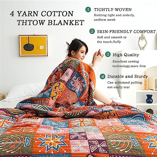 Image of MSGKV Boho Throw Blanket 60 inchx80 inch 100% Cotton Checkered Throw for Couch