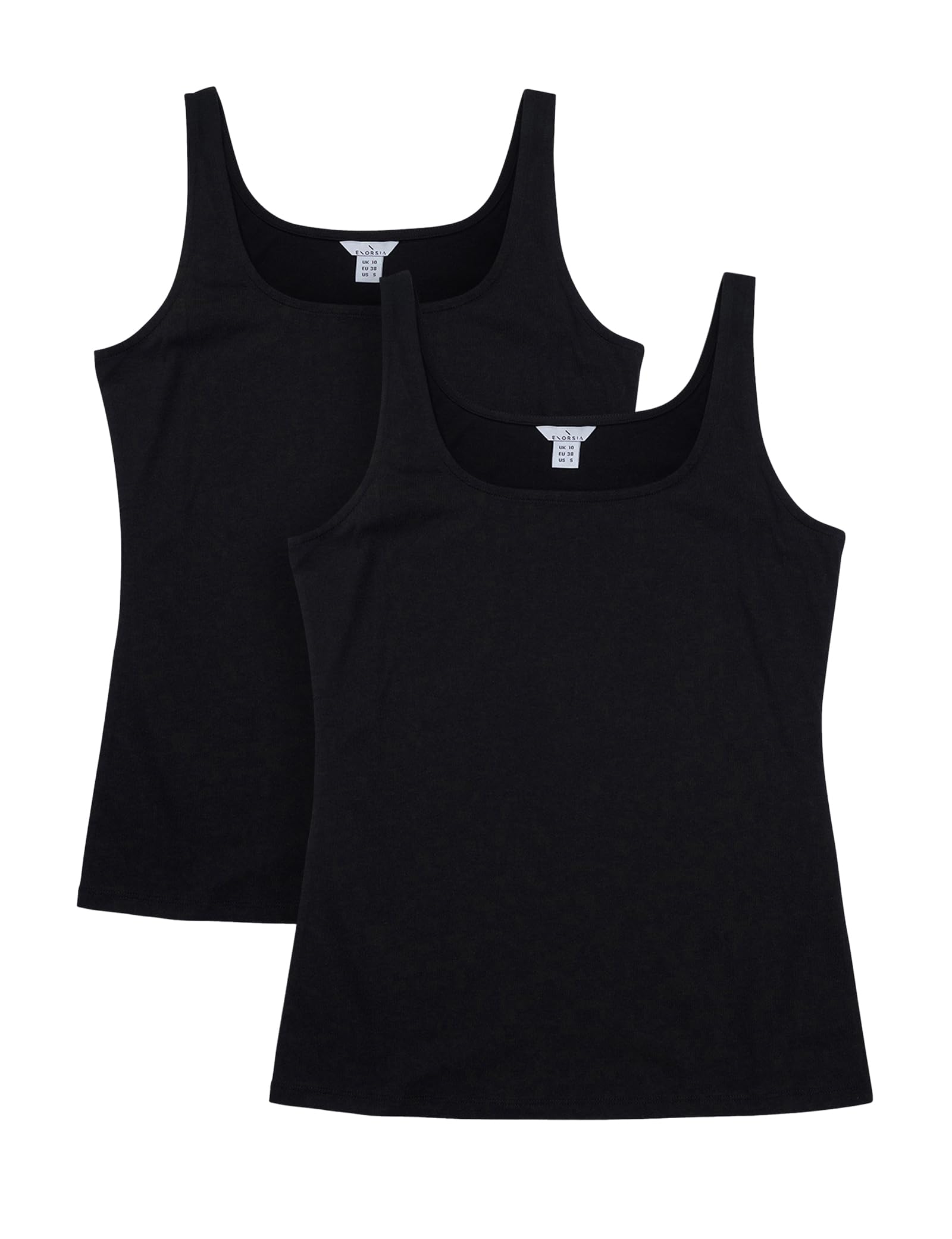 Enorsia Womens Vest with 100% Cotton Strap Vest with Square Neck Perfect for Gym (12, Black)
