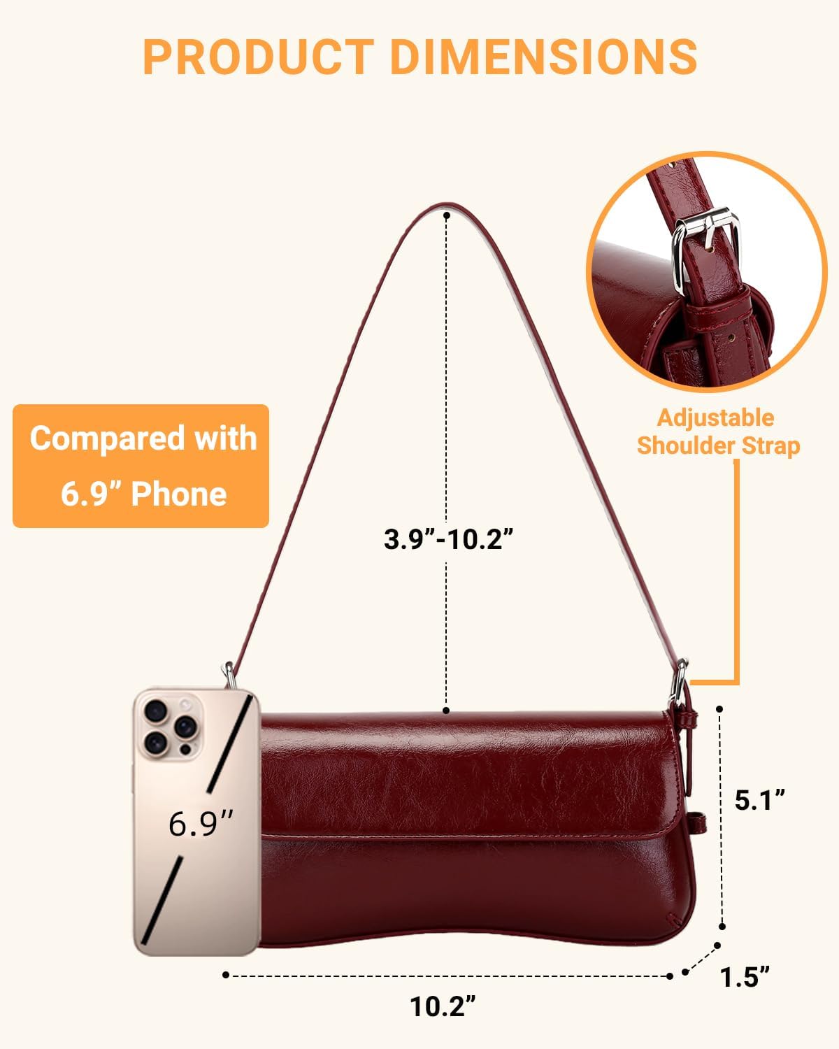 Herald Small Shoulder Bag for Women, Cute Going Out Purse Trendy Mini Clutch Hobo Handbag with Adjustable Strap - Image 6