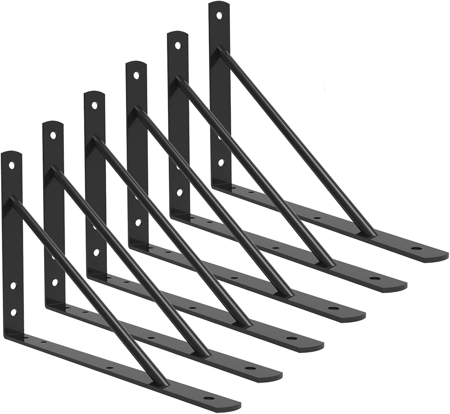 Nadeem Handicraft Heavy Duty Metal Shelf Brackets Wall Mount Triangle Brackets for Wooden & Floating Shelves Matte Black Shelf Supports for Home Kitchen & Office (14in-6Pack)-image-14