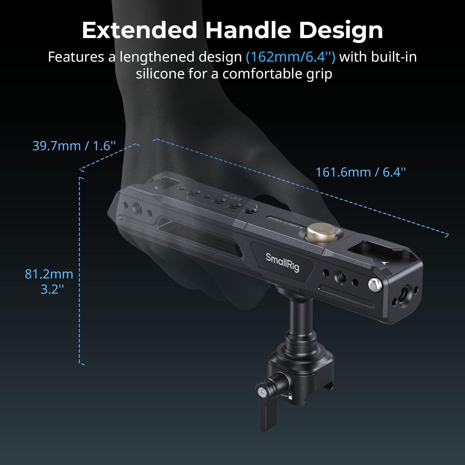 SmallRig Mango superior giratorio con pinza NATO, mango superior ligero NATO para jaula de cámara, capacidad máxima 15 kg, rotación de 360°, con soporte de garra y agujeros roscados de