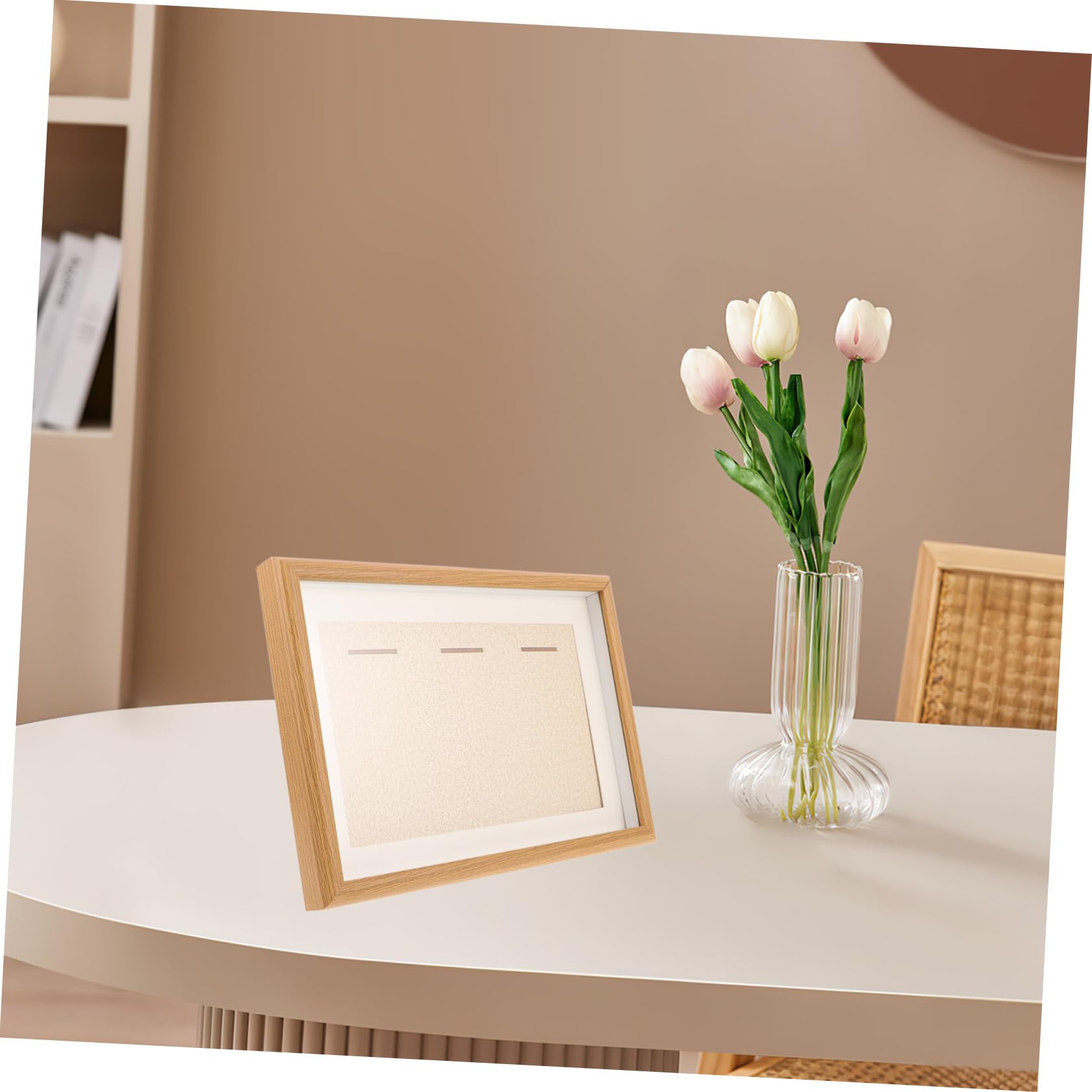 GLEAVI Cornice Portamedaglie 3 Pezzi Beige in Legno, Vetro e Acrilico