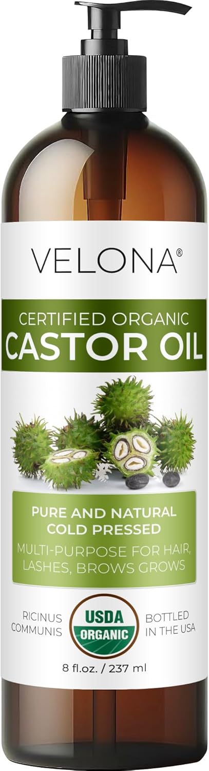 velona USDA Certified Organic Castor Oil – 8 Fl Oz | For Hair, Boost Eyelashes, Eyebrows | Cold pressed, Natural Oil, USP Grade | Hexane Free, Lash Serum, Caster… velona USDA Certified Organic Castor Oil – 8 Fl Oz | For Hair, Boost Eyelashes, Eyebrows | Cold pressed, Natural Oil, USP Grade | Hexane Free, Lash Serum, Caster…