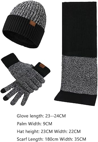 Miniatura 2 de Gorro de invierno con guantes para pantalla táctil, juego de bufanda larga con forro polar, gorro de lana de punto cálido y frío, bufandas para el