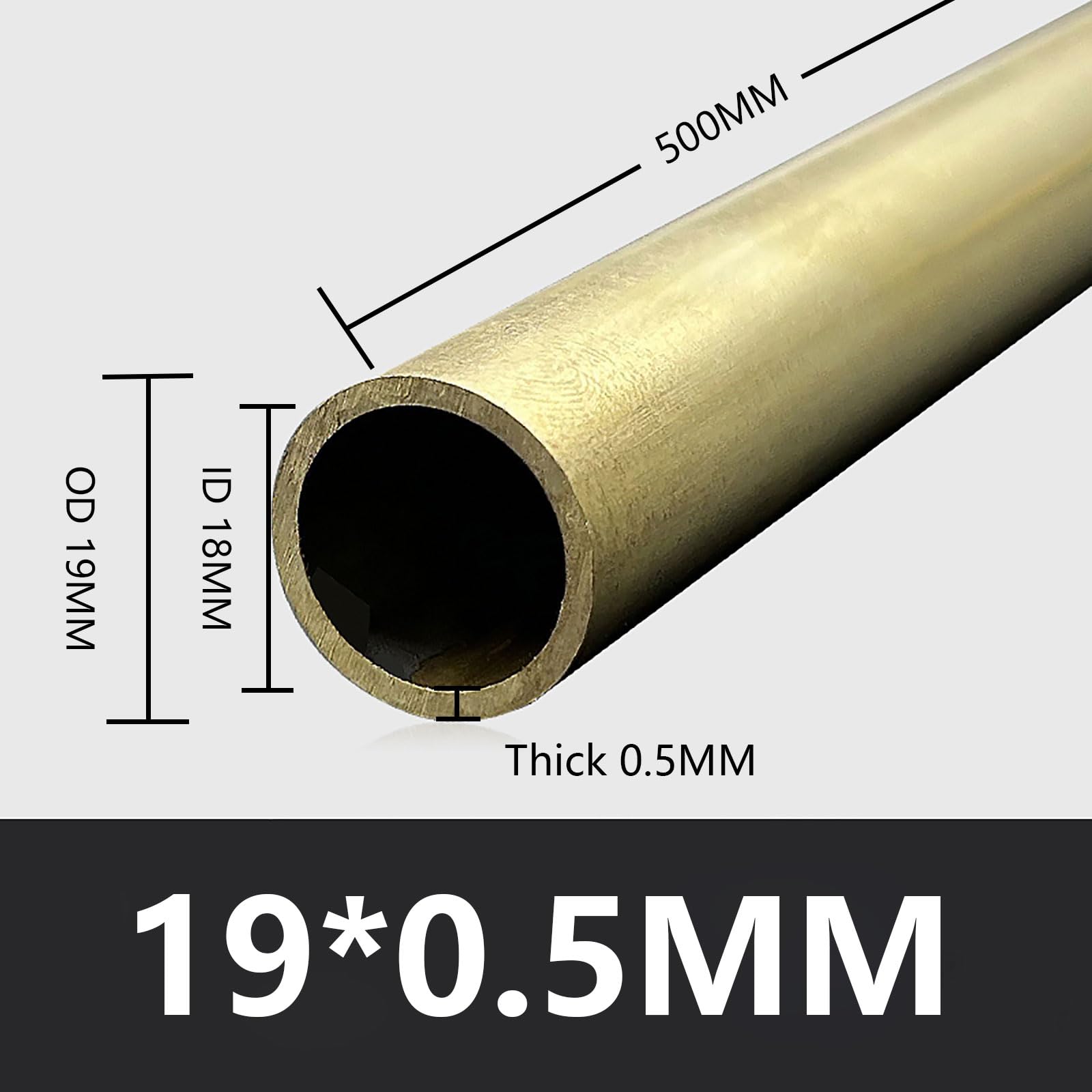 Messing Rundrohr H65 – 19 Mm Ø X 1 Mm Wand X 100 Mm Länge, Nahtlos, 1 Stück Für DIY & Handwerk