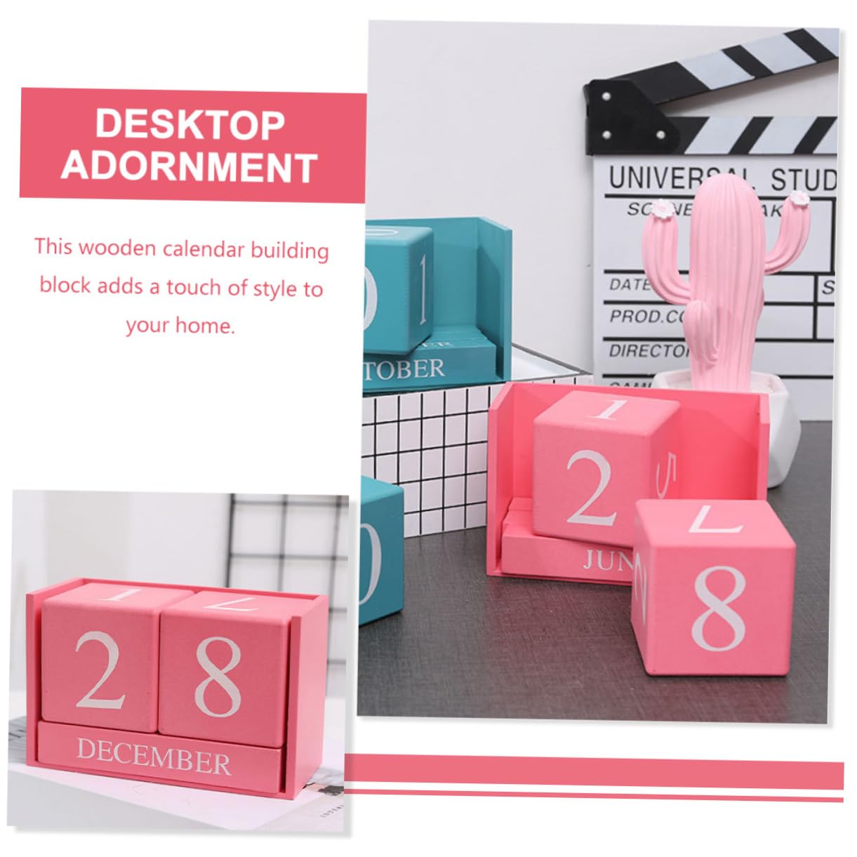STOBOK 4stücke Blockkalender Aus Holz Tischkalender Für Zuhause Und Büro Handgemachte Dekorative Holz-dekoration Praktischer Countdown-kalender Für Schreibtisch Wohn Und Arbeitsräume