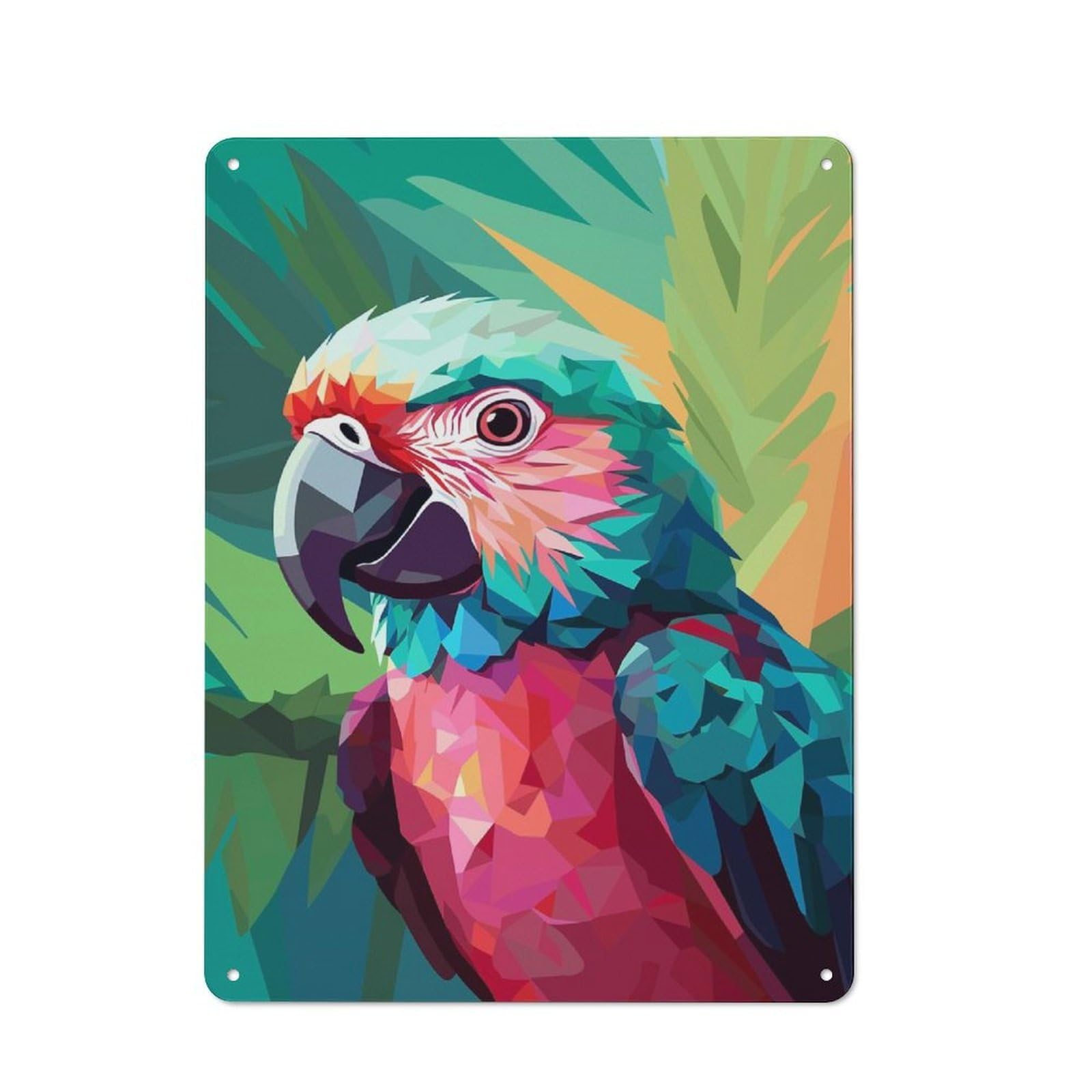 Junmoney Green And Pink Parrot Metal Wall Sign 40X30cm Featuring For Garage Or Workshop, For Garage, Workshop And Man Cave Decoration