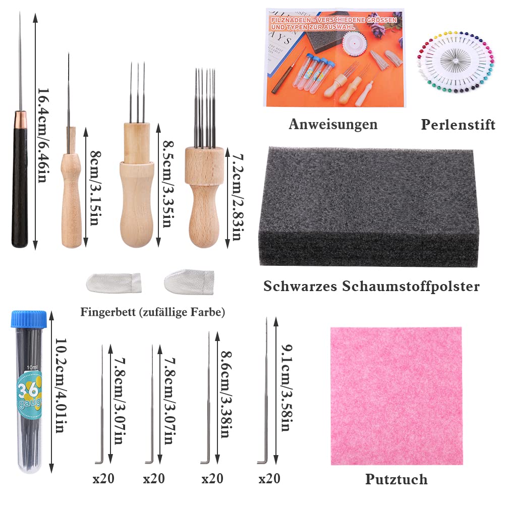 Produktbild von Deudy Nadelfilzpad Set – 20 X 20 Cm Filzpad, Mit 3 Nadeln & Holzgriff, Für Wollfilz-Starter