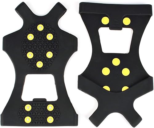 Miniatura 2 de EONPOW Ice Grips, Ice & Snow Grips Taco Sobre ZapatoBota Tracción Tacos De Goma Picos Antideslizante 10 Tacos De Acero Crampones Slip-Stretch Calzado